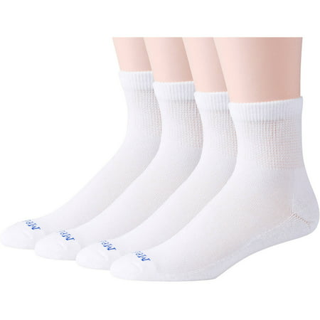 MediPeds Women's Quarter Socks, White, 4pk - Walmart.com