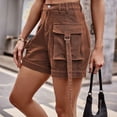 thumbnail image 7 of YYDGH Cargo Shorts for Women Combat Jeans Summer Denim Cargo Shorts with Pockets Brown S, 7 of 7