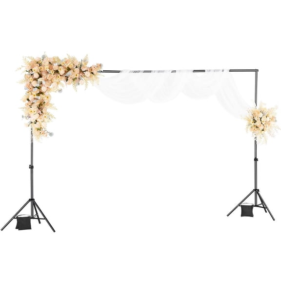 Backdrop Stand, 6.5 x 10 ft Adjustable Photo Backdrop Stand Kit, Portable Background Backdrop Stand with 5 Crossbars, Heavy Duty Projector Screen Stand, for Wedding, Photo Video Studio & Party