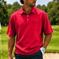 thumbnail image 2 of Leidass Men Casual Lapel Pocket Polo Short Sleeve Shirt Soft Cotton Breathable Multi Color Fashion Top For Summer Office Travel Daily Casual Wear Red, 2 of 9