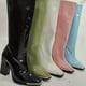 thumbnail image 2 of Women's Candy Color Block Heeled Boots, Fashion Square Toe Side Zipper Boots, Stylish Dress Boots, 2 of 5