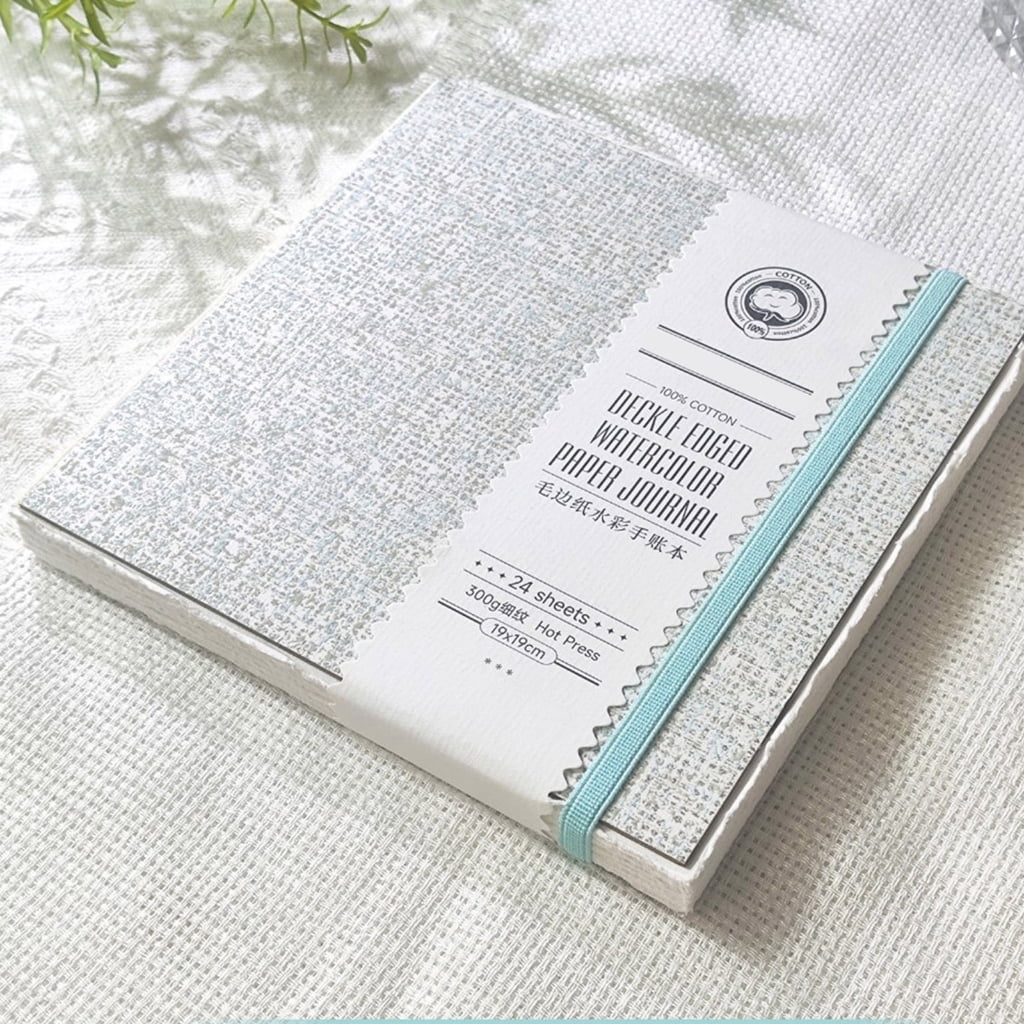Portable Watercolor Sketchpad 24 Sheets 300GSM Paper Watercolor Paper Pad Elastic Band Closure for Sketching Painting