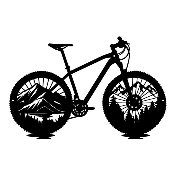 Adorno colgante de metal negro con diseño de ciclista, escultura de bicicleta de montaña, decoración de pared para dormitorio, oficina