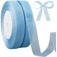 thumbnail image 1 of 2 rollos de cinta de organza azul transparente de 98,42 yardas y 5/8 de pulgada, con ribete de gasa de tul fino transparente, cintas de tela minimalistas versátiles, 1 of 9