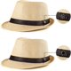 thumbnail image 2 of Straw Trilby Fedora Hat for Men 1920s Short Brim Wool Felt Panama Cap 7 1/4, 2 of 5