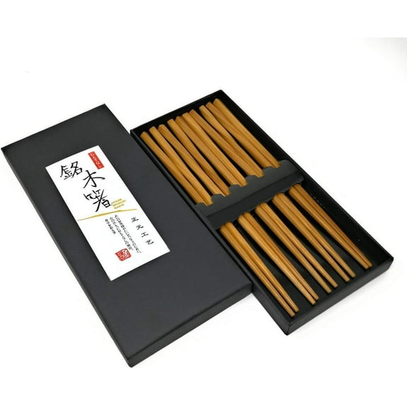 10 (5 pairs) Elegant Twist Bamboo Chopsticks