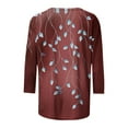 thumbnail image 5 of 2025 Women Trendy 3/4 Sleeve Tops Summer Floral Print T-Shirts Casual Crewneck Tunic Top Basic Tees, 5 of 5