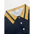 thumbnail image 3 of DCDany Men's Polo Shirt Vintage Short Sleeve T-Shirt Classic Golf Shirt Fashion Button Cotton Top with Pocket Blue 3XL, 3 of 6