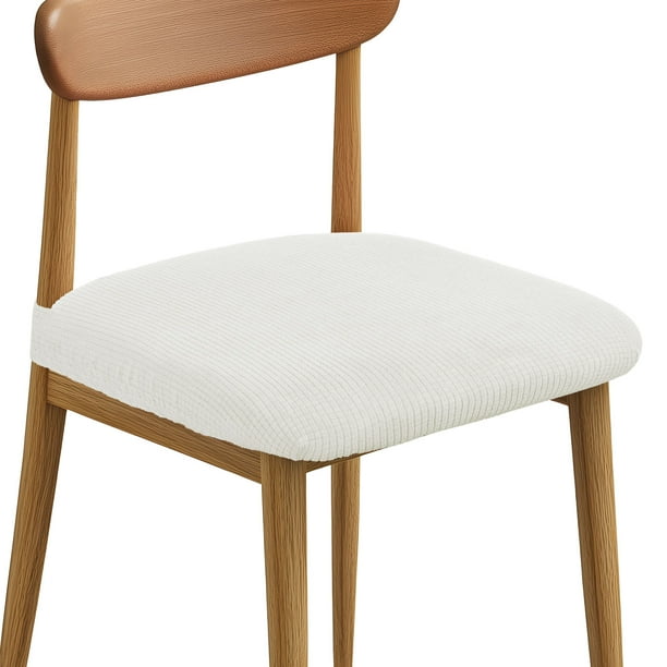 Juego de 2 fundas de silla para sillas de comedor, fundas de asiento de silla elásticas lavables, protector de cojín para comedor, hotel, cocina, banquete, blanco