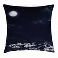 thumbnail image 1 of Night Throw Pillow Cushion Cover, Dark Night and White Daisies Fantasy Landscape Nature and Dreamlike Universe, Decorative Square Accent Pillow Case, 20 X 20 Inches, Dark Blue White, by Ambesonne, 1 of 2
