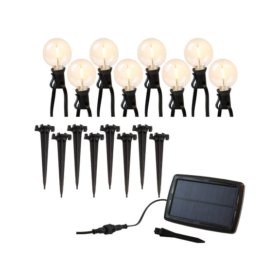 LumaBase Solar Powered Pathway Lights with 8 Globe Bulbs (White)