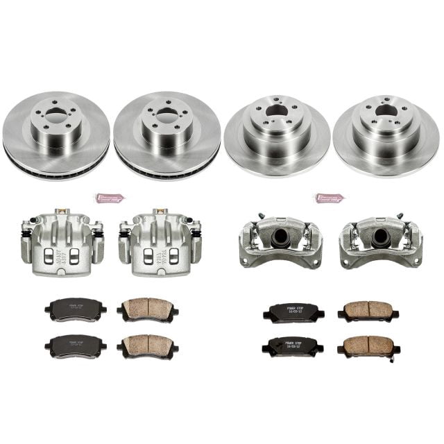 PowerStop Front and Rear Stock Replacement Brake Pad and Rotor Kit with Calipers Fits: SUBARU Select Models KCOE2752