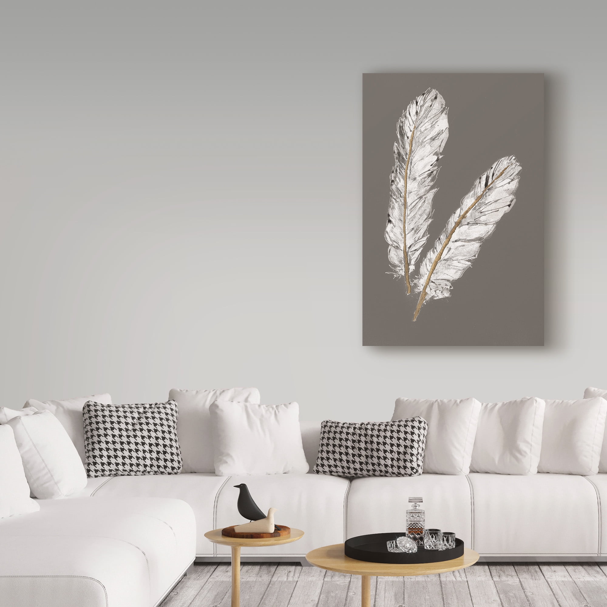 Trademark Fine Art 'Gold Feathers IV on Grey' Canvas Art by Chris Paschke
