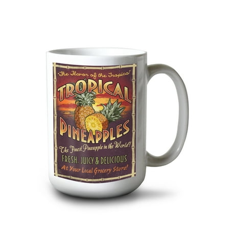 

15 fl oz Ceramic Mug Pineapple Vintage Sign Dishwasher & Microwave Safe