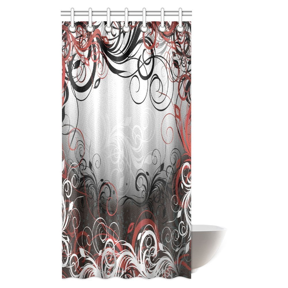 MYPOP Red and Black Shower Curtain, Mystic Magical Forest Inspired