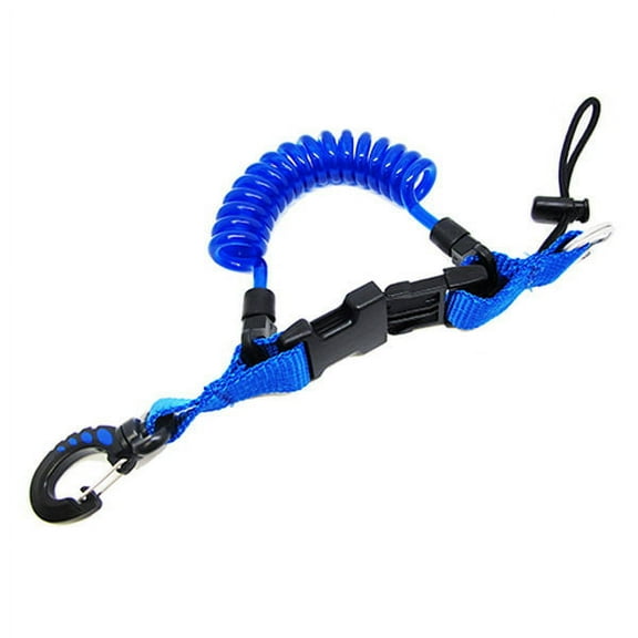 Shark Coil Lanyard with 1 Snap and Quick Release Buckles Blue