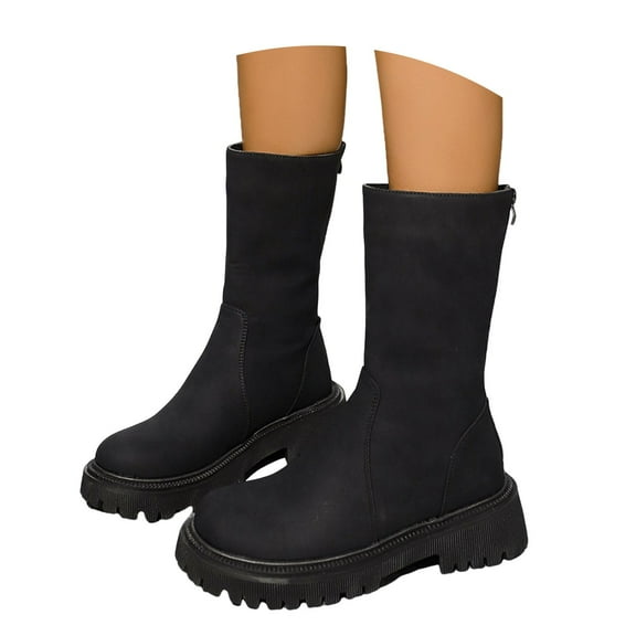 Women's Platform Mid Calf Boots 2024 Fashion Casual Classic Winter Fall Riding Combat Booties