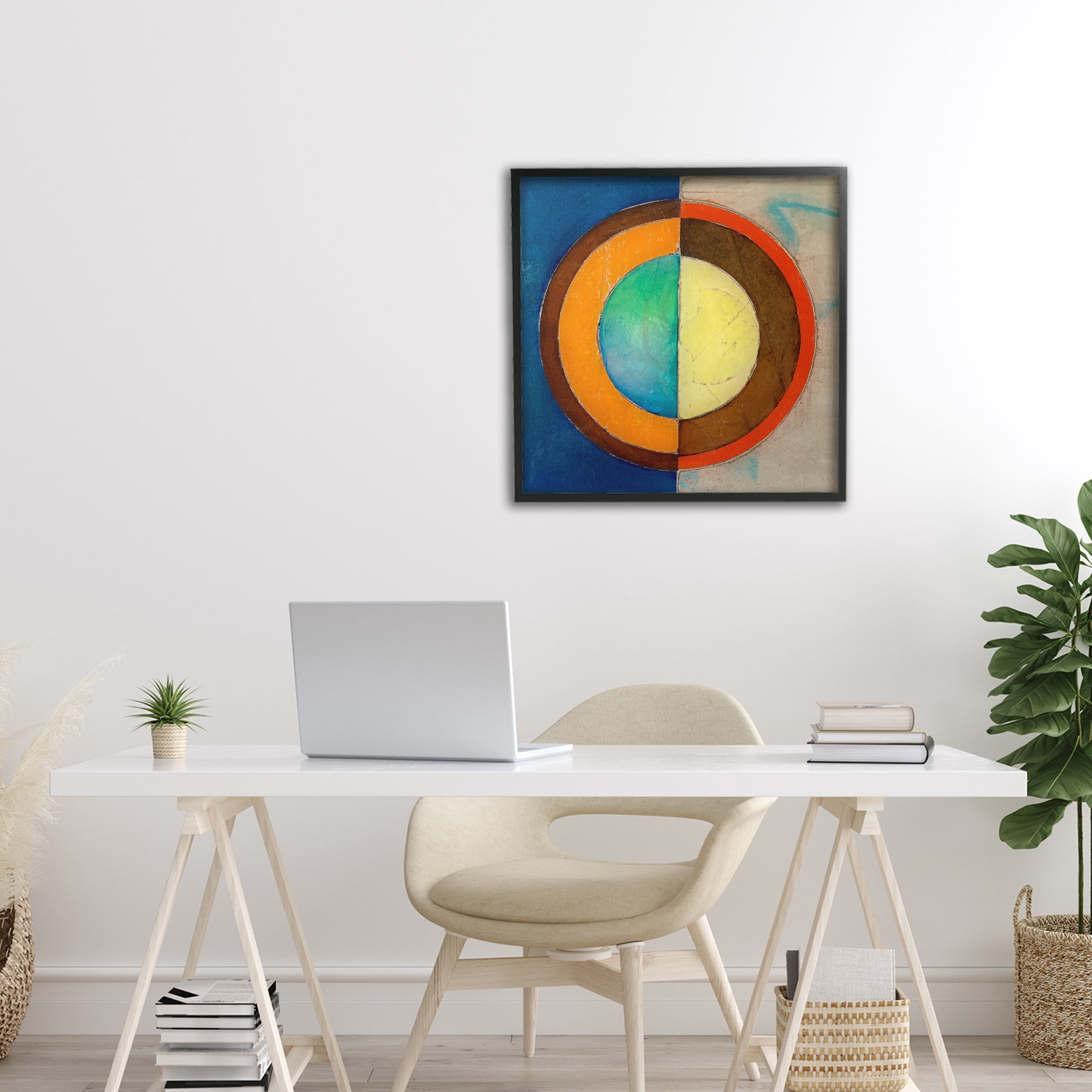 Stupell Industries Bright Vertical Circle Symmetry Black Framed Giclee Art, design by Matthew Finger