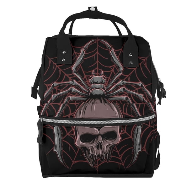 Disketp Spider with Skull Mochila de Pañales de Gran Capacidad con Múltiples Bolsillos, Mochila de Viaje Multifuncional para Bebé, Unisex, Moderna y Resistente