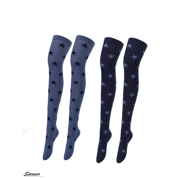 Spencer Spencer 2 Pairs Women's Extra Long Cotton Thigh High Socks