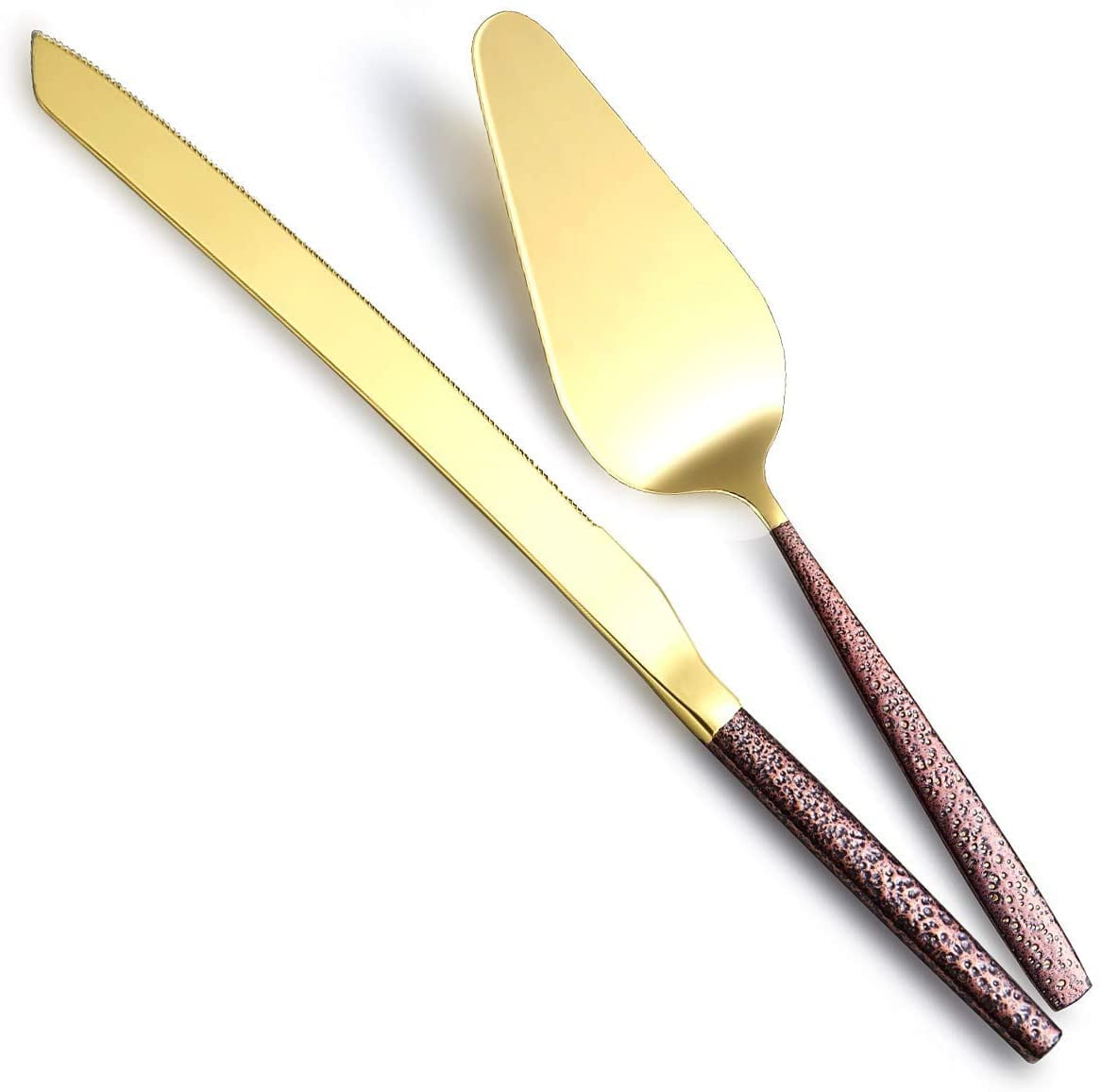 ReaNea Gold Wedding Cake Knife And Server Set, Cake Cutter 2 Pieces, Cake Cutting Set