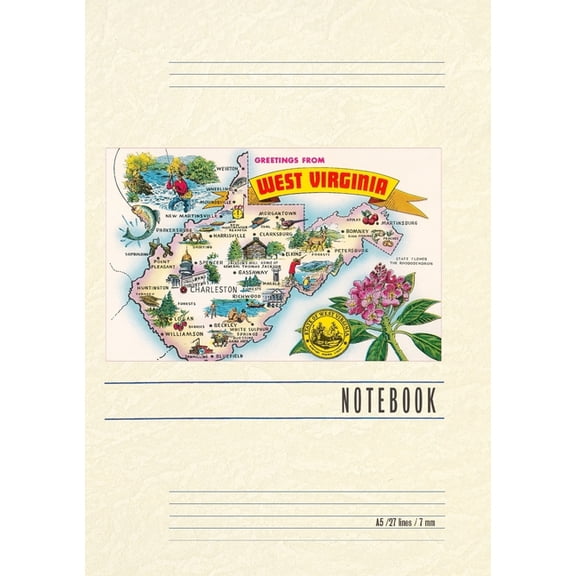 Vintage Lined Notebook Greetings from West Virginia, (Paperback)
