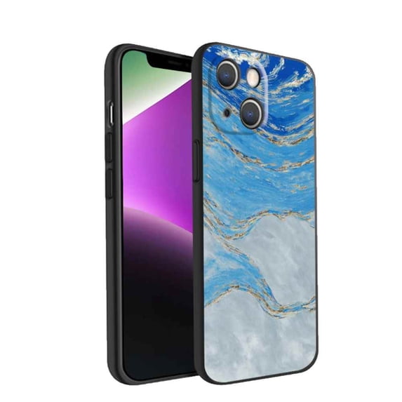 Blue-Marble-55 Phone Case, Degined for iPhone 14 Plus Case Men Women, Flexible Silicone Shockproof Case for iPhone 14 Plus