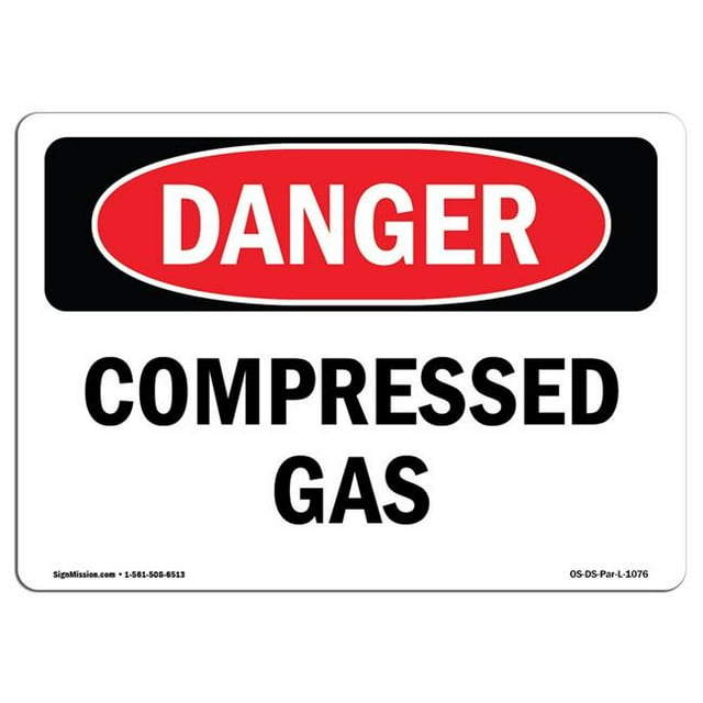 SignMission OS-DS-A-1218-L-1076 12 x 18 in. OSHA Danger Sign - Compressed Gas