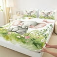 thumbnail image 3 of Homewish Kawaii Cartoon Elephant Queen Sheet Sets for Child, Watercolor Flower Plant Flat Sheet, Butterfly Animal Queen Fitted Sheet, Ultra Soft Bedroom Decor, 4pcs, 3 of 7