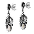 thumbnail image 2 of Crown-Inspired Marcasite and White Shell Sterling Silver Post Dangle Earrings, 2 of 5