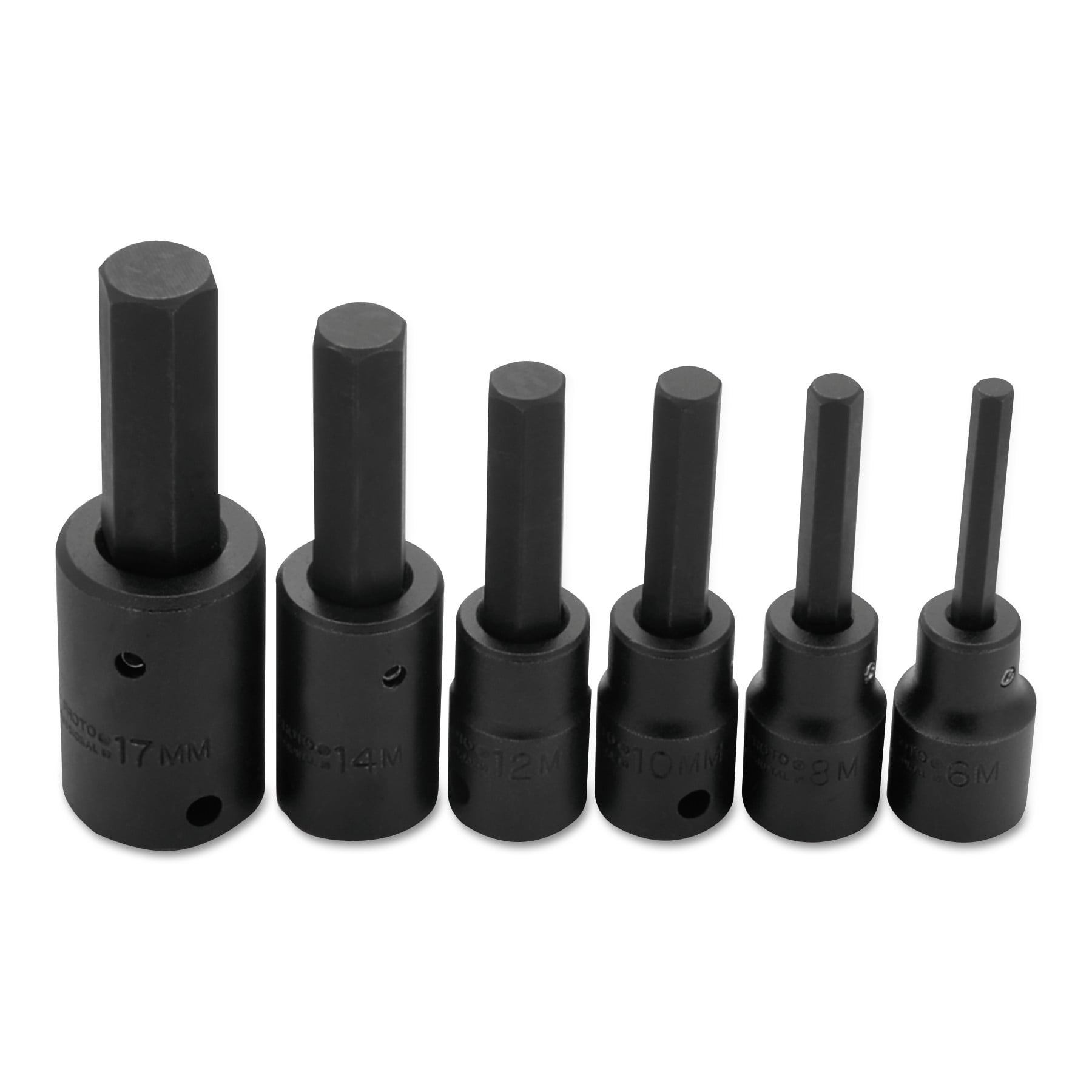 Proto Torqueplus 6 Piece Metric Hex Bit Impact Socket Sets, 1/2 in