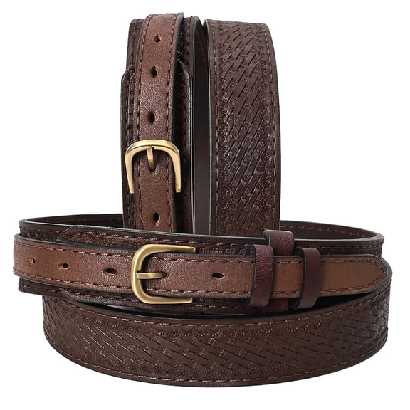 HILASON Western Genuine Leather Belt for Men Women Cowboy Cowgirl Handmade Unisex Full Grain Heavy Duty Basketweave Tooled