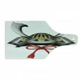 thumbnail image 1 of Japanese Cutting Board, Pattern of Classic Japanese Kabuto Custom Medieval Period, Decorative Tempered Glass Cutting and Serving Board, Wine Bottle Shape, Grey Vermilion Yellow, by Ambesonne, 1 of 1