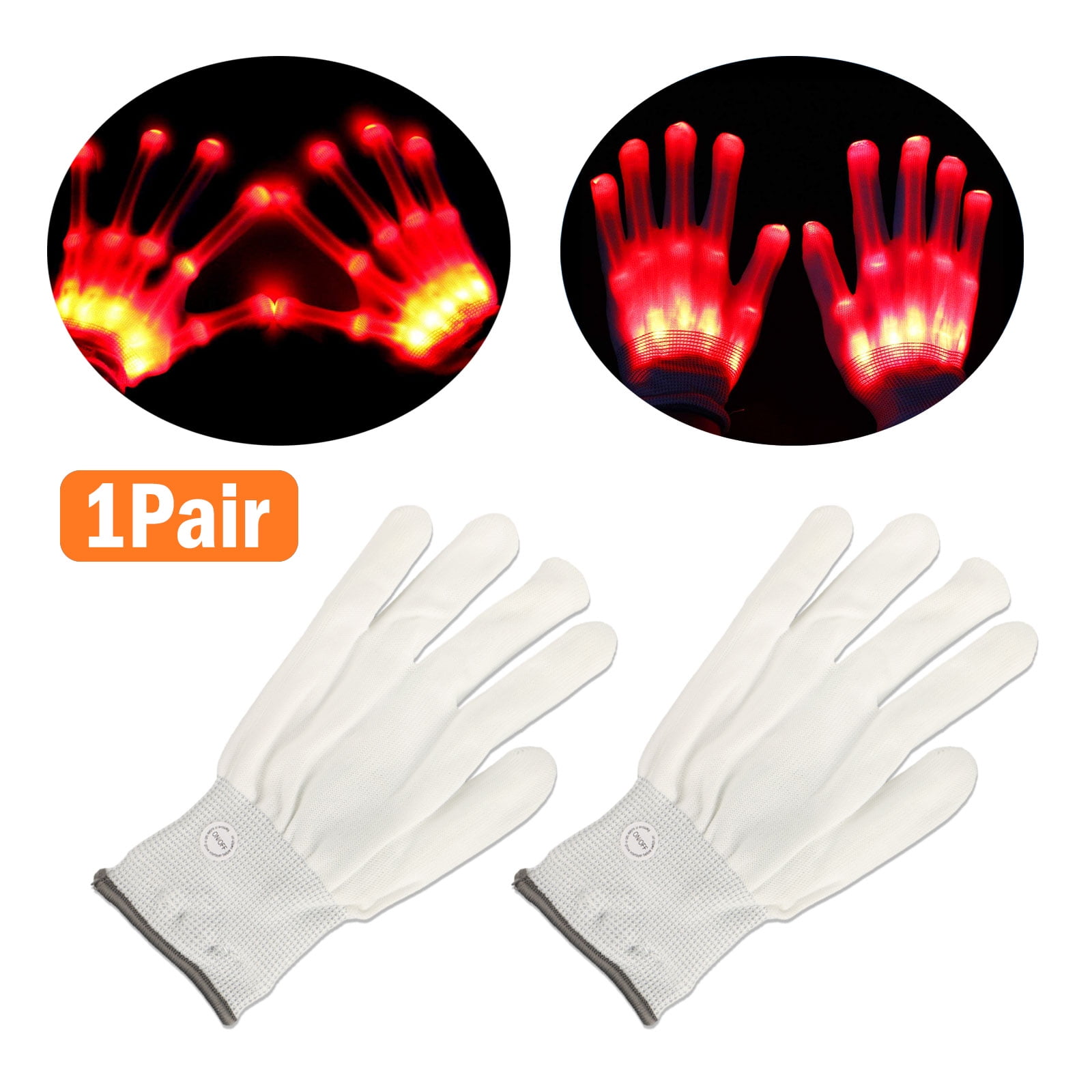 LED Finger Gloves Electro Light Up Dance Rave Party Halloween Xmas Fun