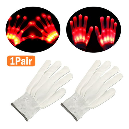 Electro LED Finger Flashing Gloves Light Up Halloween Xmas Dance Rave Party Fun Red/Blue/Green