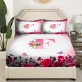 thumbnail image 3 of Erosebridal Letter Initial Bed Sheets Set Queen Size,Monogrammed Personalized Bedding Queen Size,Flower Decor,Ultra Soft,4 Pieces, 3 of 7