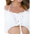 thumbnail image 5 of INSPIRE CHIC Women's Crochet Knit Dresses Cover Up Drawstring Tie Cutout Swimsuit Beach Dress S White, 5 of 6