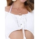 thumbnail image 5 of INSPIRAR CHIC Traje de baño para mujeres, cubre baño de ganchillo, traje de baño de verano, vestido mini de playa de malla con huecos, M Blanco, 5 of 6