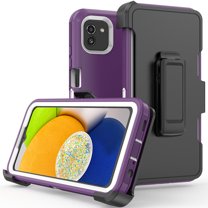 NIFFPD Samsung Galaxy A03 with Belt-Clip Holster Military Protective Tough Durable Phone Cover Heavy Duty for Galaxy A03 Purple&White