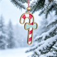 thumbnail image 4 of Wooden Candy Cane Christmas Ornament, Red White Striped Holiday Tree Hanging Decor with Teal Bow and Wood Bead, Rustic Xmas Party Decoration Gift, 3.94 Inch, 4 of 7