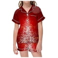 thumbnail image 1 of FAOWME Vêtements d'Intérieur d'Été pour Enfants Garçons Filles T-Shirt à Manches Courtes Imprimé Col Rond Pantalons Courts Pyjamas Ensembles Rouge Brique 8-9 Ans, 1 of 4