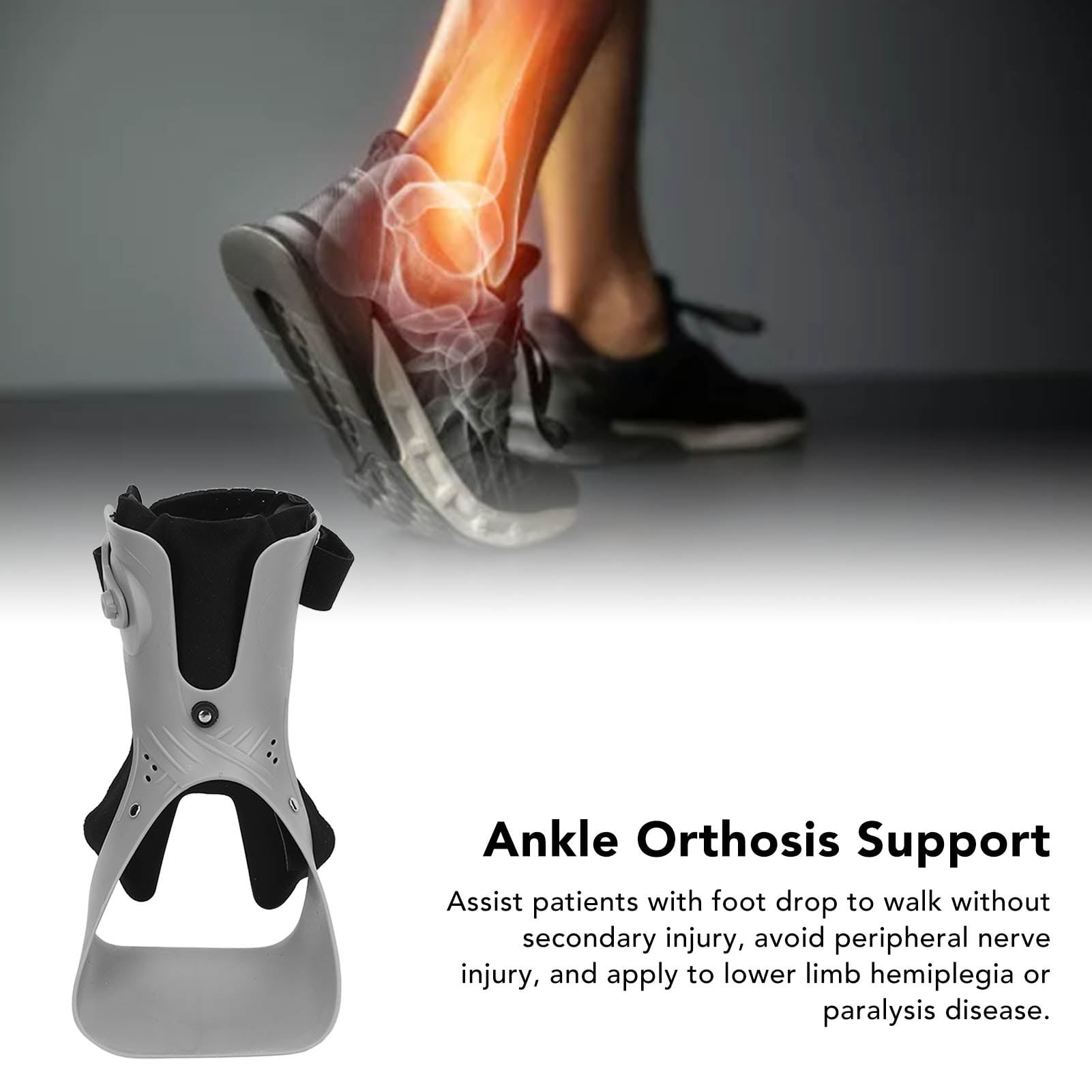 Foot Orthosis Support, Soft Foot Drop Brace, Adjustable Buckle Posture Correct Ankle Foot Orthosis For Hemiplegia, Wrap Compression Improve Gait For Man Woman