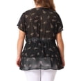 thumbnail image 4 of DARING DIVA Women's Plus V Neck Short Sleeve Casual Floral Blouse 2X Dark Black, 4 of 6