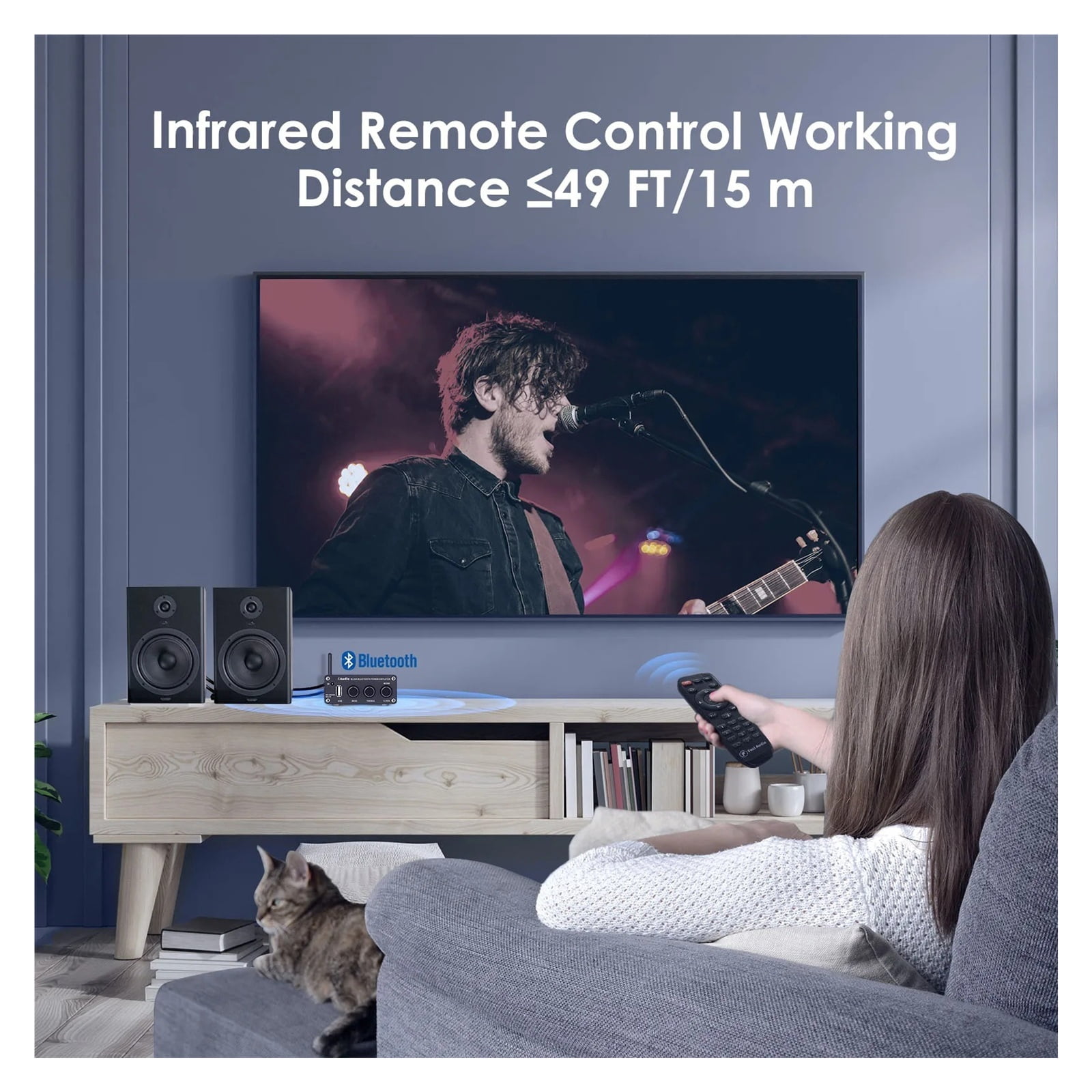 BL20A Bluetooth Sound Power Amplifier 2.1CH 100W Mini HiFi Amp Bass Treble with Remote Control