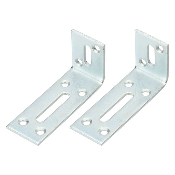 Uxcell 2 Pcs 3 3/20" Adjustable L Bracket with Slot Floating Shelf Bracket Right Angle Braces, Silver