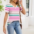 thumbnail image 6 of gbyLJF Womens V Neck T-Shirts Short Sleeve Striped Tops Dressy Casual Printed Blouses 2026 Trendy Summer Tees, 6 of 8