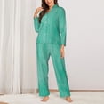 thumbnail image 2 of Lsque Turquoise watercolor Pattern Long Sleeve Pajama Set for Women - Soft 2-Piece Sleepwear and Loungewear Set with Pockets, Comfy Nightwear-XX-Large, 2 of 7