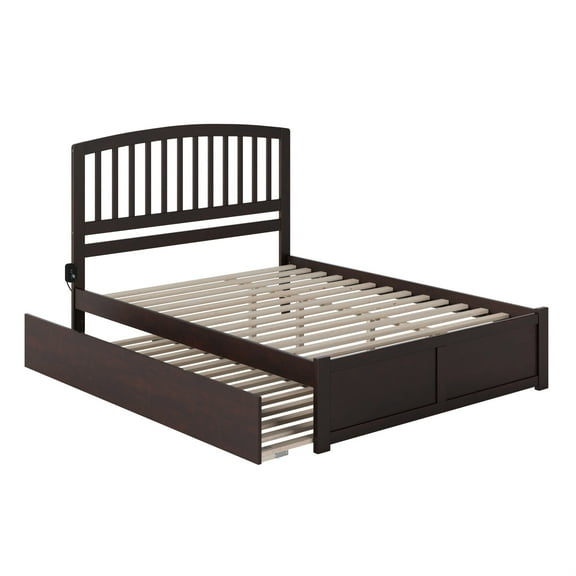 Richmond Queen Bed with Footboard and Twin Extra Long Trundle in Espresso