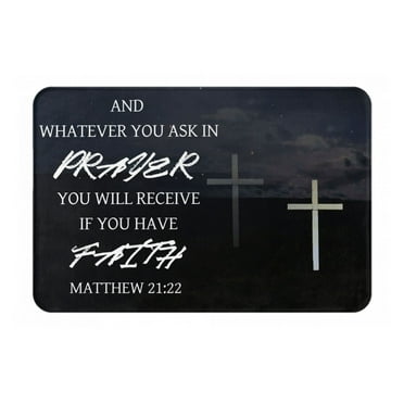 VIVACITE Prayer Mat Christian Gifts For Women Men Faith Religious Spiritual Gifts For Women Prayer Rug With Bible Verse Christian Decor Area Rug For Pray And Meditaion Scripture Matthew 21:22, 24"X16"