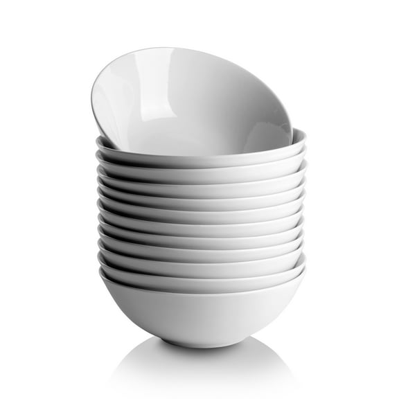 10 Strawberry Street 7.25" Catering Coupe Ceramic Cereal Bowl, Set of 12, White